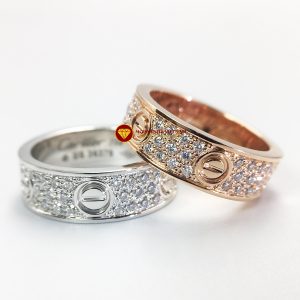 Nhẫn tình yêu love ring kim cương nhân tạo mỹ moissanite vàng 18k 3