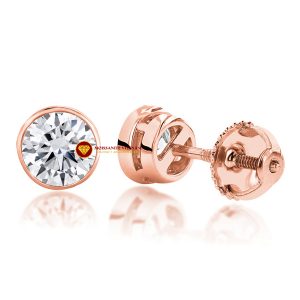 Bông tai nam kim cương nhân tạo mỹ moissanite bezel stud 1