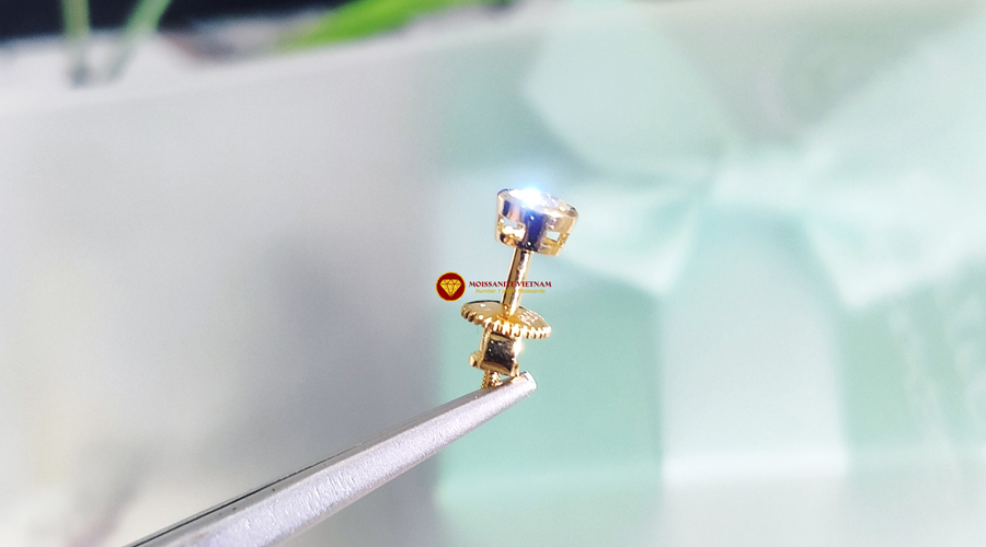  Bông tai nam kim cương nhân tạo mỹ moissanite bezel stud 11
