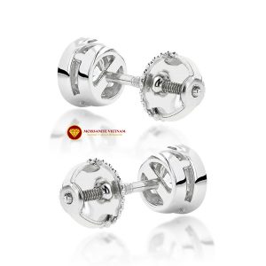Bông tai nam kim cương nhân tạo mỹ moissanite bezel stud 3