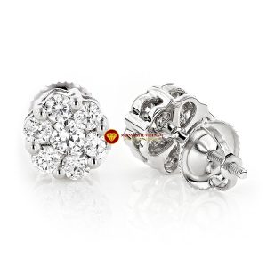 Bông tai nam kim cương nhân tạo mỹ moissanite cluster stud 1