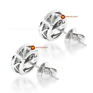 Bông tai nam kim cương nhân tạo mỹ moissanite cluster stud small 9