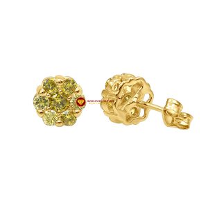 Bông tai nam kim cương nhân tạo mỹ moissanite cluster vàng 3