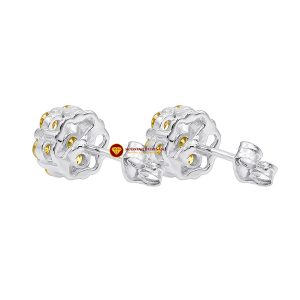 Bông tai nam kim cương nhân tạo mỹ moissanite cluster vàng
