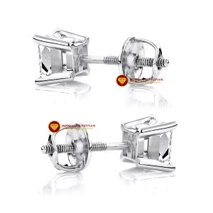 Bông tai nam kim cương nhân tạo mỹ moissanite princess 3