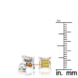 Bông tai nam kim cương nhân tạo mỹ moissanite princess vàng 2