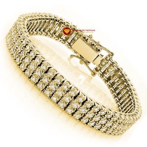 Lắc tay kim cương nam 3 hàng Bracelet vàng 18k 1