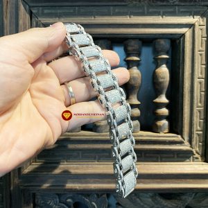 Lắc tay kim cương nam Tenis bản lớn vàng 18k 5