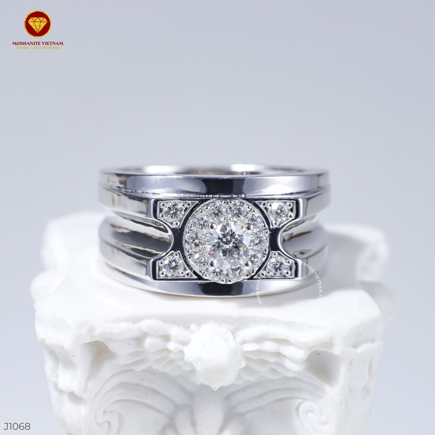 Alternative view of Nhẫn nam kim cương - Chủ tròn 4.5ly - J1068