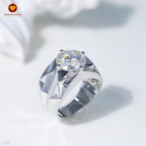 Alternative view of Nhẫn nam kim cương Monte Moissanite - Chủ tròn 12ly  - J1235